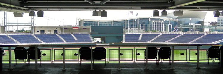 TD Ameritrade Park bleachers and backdrop