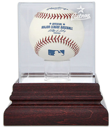 Astros single baseball antique mahogany display case