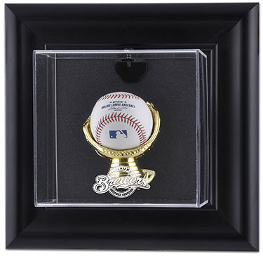 Brewers single baseball wall mounted display case