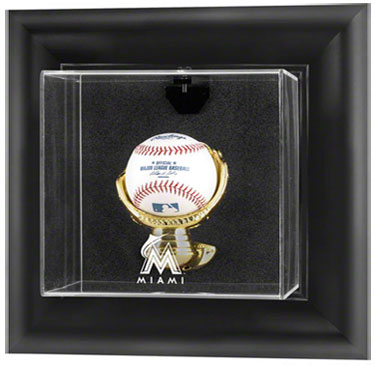 Marlins single baseball wall mounted display case