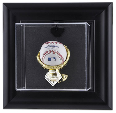 Phillies single baseball wall mounted display case