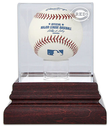 Reds single baseball antique mahogany display case