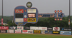 The guitar scoreboard at Greer Stadium in Nashville
