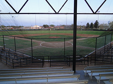 The covered grandstand at Copper King Stadium