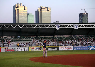 LaGrave Field and Fort Worth skyline