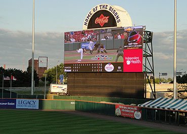 The big high-definition scoreboard at Coca-Cola Field