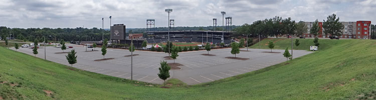 The parking lot beyond BB&T Ballpark in Winston-Salem