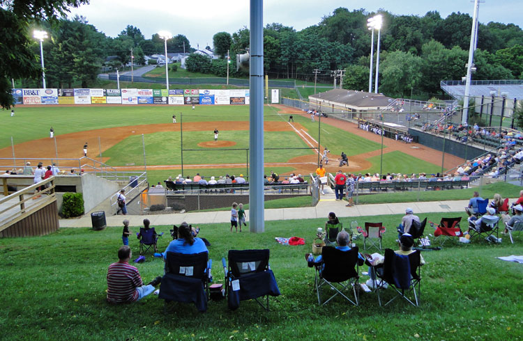 DeVault Memorial Stadium seating and grass hill