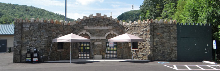 Calfee Park stone ticket office entrance