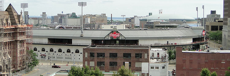 Coca-Cola Field is near many major Buffalo landmark buildings and HSBC Arena