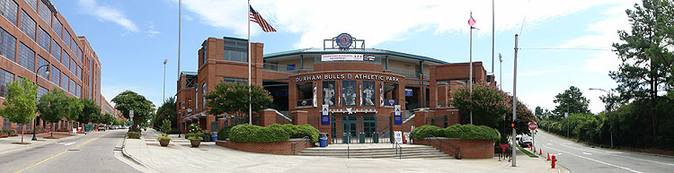 Durham Bulls Athletic Park is in the city's historic American Tobacco District