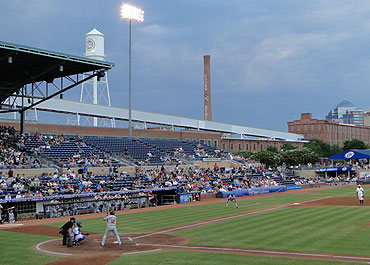 The historic backdrop at Durham Bulls Athletic Park