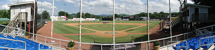 Joe O'Brien Field, its sky box and press box