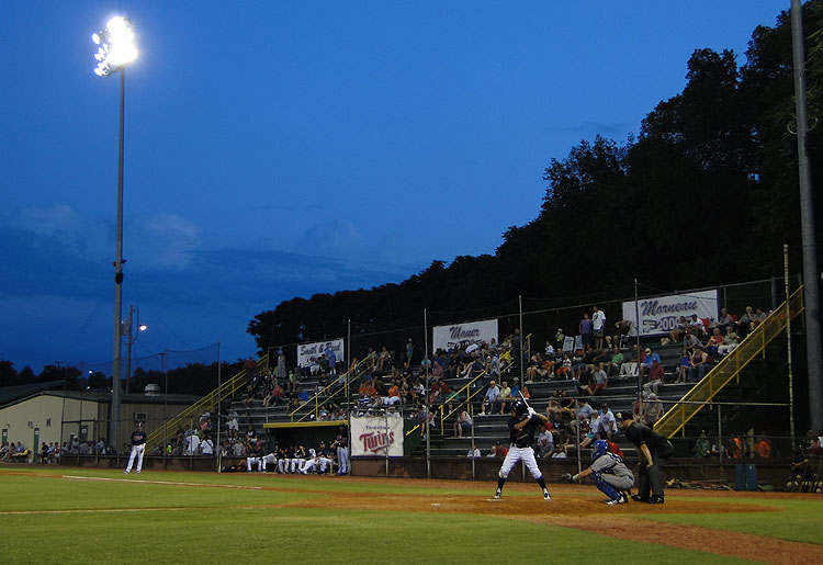 The first base grandstand at Joe O'Brien Field