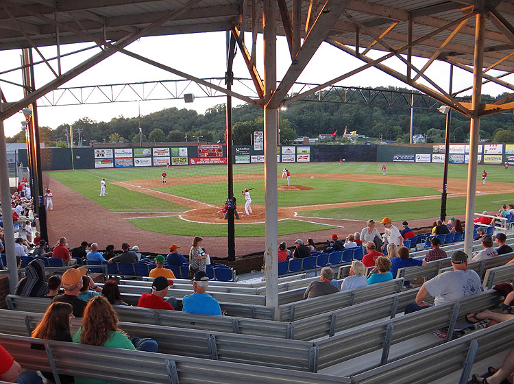 In the grandstand at Cardinal Park in Johnson City