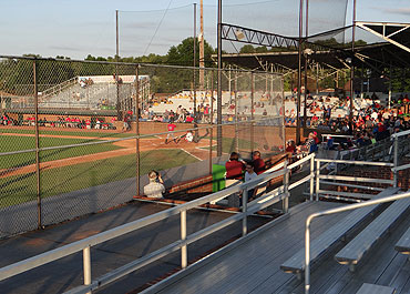 Third base bleachers and fence at Cardinal Park