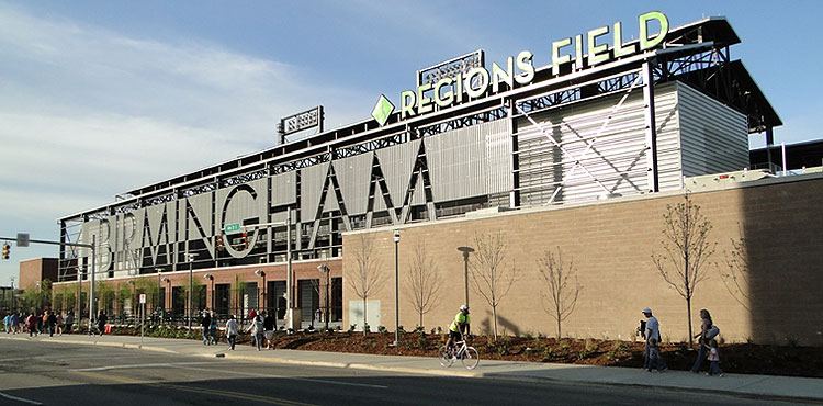 Regions Field exterior along 14th Street S