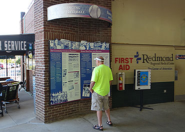 Local baseball history is chronicled on panels in the State Mutual Stadium concourse