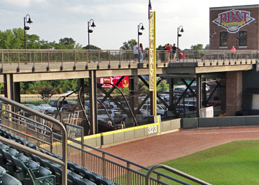 Right field fence and bridge at BB&T Ballpark