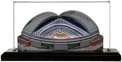 Miller Park model in lighted display case