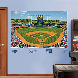 Royals ballpark and logos displayed on wall