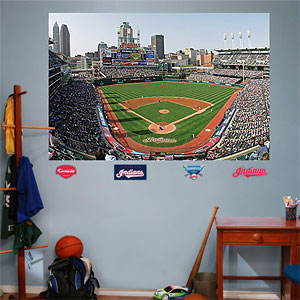 Indians ballpark and logos displayed on wall