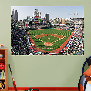 Progressive Field mural on wall