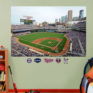 Twins ballpark and logos displayed on wall