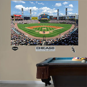 White Sox ballpark and logos displayed on wall