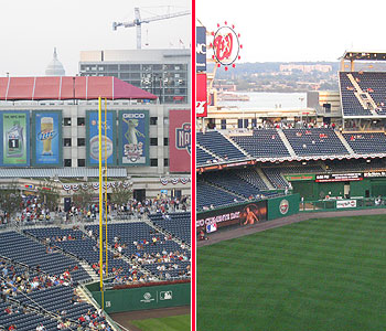 Glimpses of the Capitol and Anacostia River aren't easy to find at Nationals Park