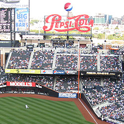 The much ballyhooed Pepsi Porch is in right field, where it hangs out eight feet over the playing field