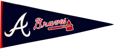 ATLANTA BRAVES VINTAGE 1990s WINCRAFT MLB BASEBALL LOGO SPELLOUT PENNANT