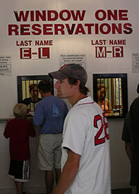 The ticket window inside of Fenway Park