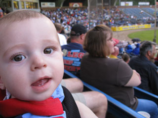 Zachary Knight enjoying his first baseball game