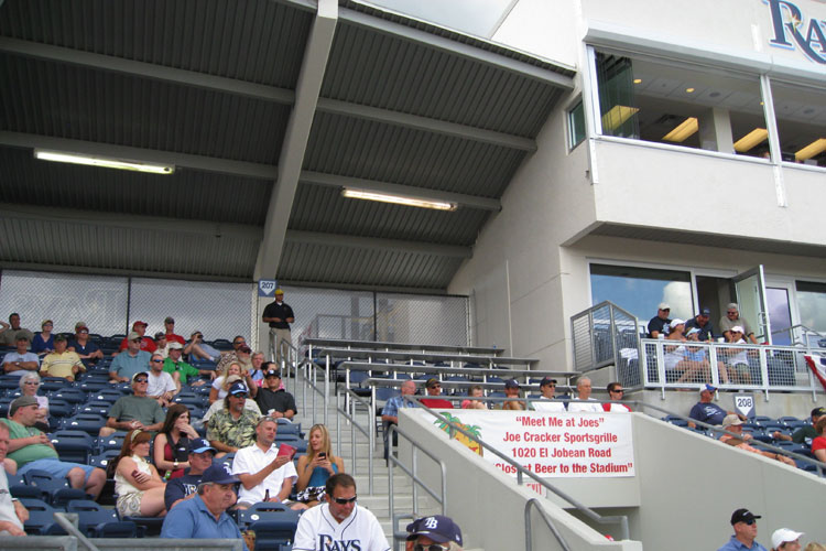 The press box is small so auxiliary seating for the media is needed