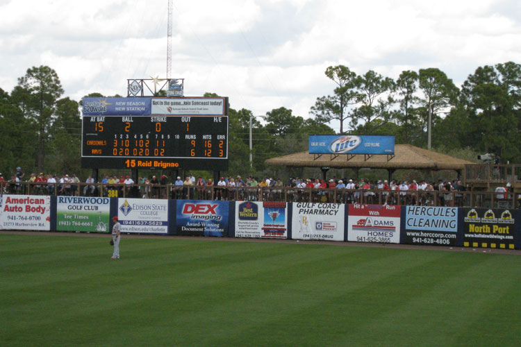 The scoreboard is built into the boardwalk