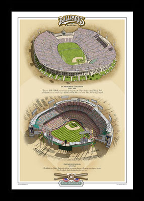 Framed Ballparks of Los Angeles poster