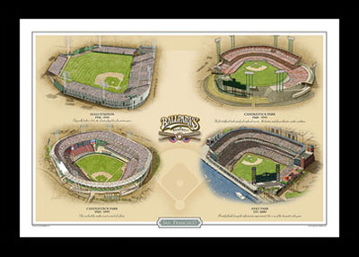 Framed Ballparks of San Francisco poster