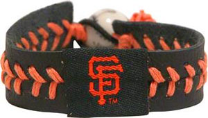 Giants team color baseball seam bracelet
