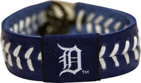 Tigers team color baseball seam bracelet