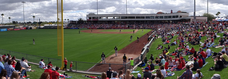 Tempe Diablo Stadium berm and grandstand