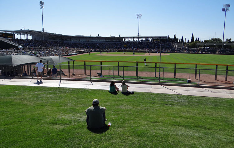 Hohokam Stadium, as seen from its right field berm