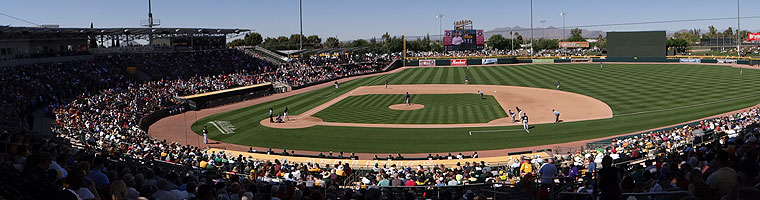 Panorama view of Hohokam Stadium in Mesa