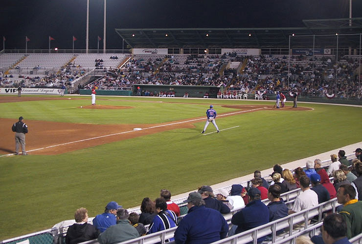 Jack Russell Stadium during a Phillies spring training game in 2001