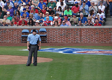 Brick backstop at Sloan Park