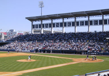 Steinbrenner Field with Raymond James Stadium in the background