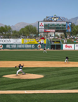 The Catalina Mountains serve as the ballpark's backdrop