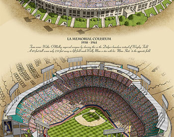 Los Angeles ballpark art poster