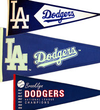 Los Angeles and Brooklyn Dodgers pennants