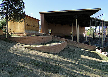 The press box and grandstand at Central Park